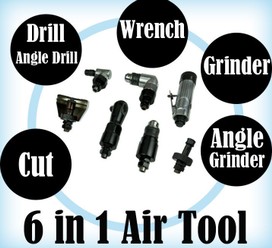 6 In 1 Air Tool Kit Air Grinder Wrench Drill Angle Drill Cut Tool Angle Grinder