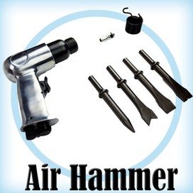 AIR HAMMER Professional Pistol Gun Kit + Chisels Pneumatic Compressor Tools