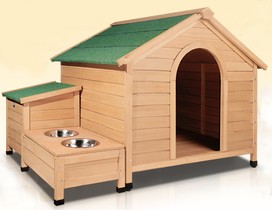 Extra Large Pet Dog Timber House Wooden Kennel Wood Cabin Log Storage Box Bowls