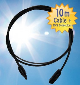 10 Metre Cable With MC4 Male & Female Solar Connectors 4mm2 