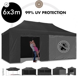 3x6 m Folding Outdoor Gazebo Marquee Tent Canopy BLACK
